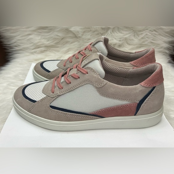 ECCO  Size 9 - 9.5 Soft Classic Retro Tie Trainers Sneaker Shoes Grey Rose - Picture 4 of 14
